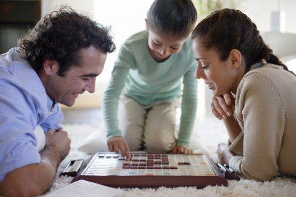 playing scrabble with family